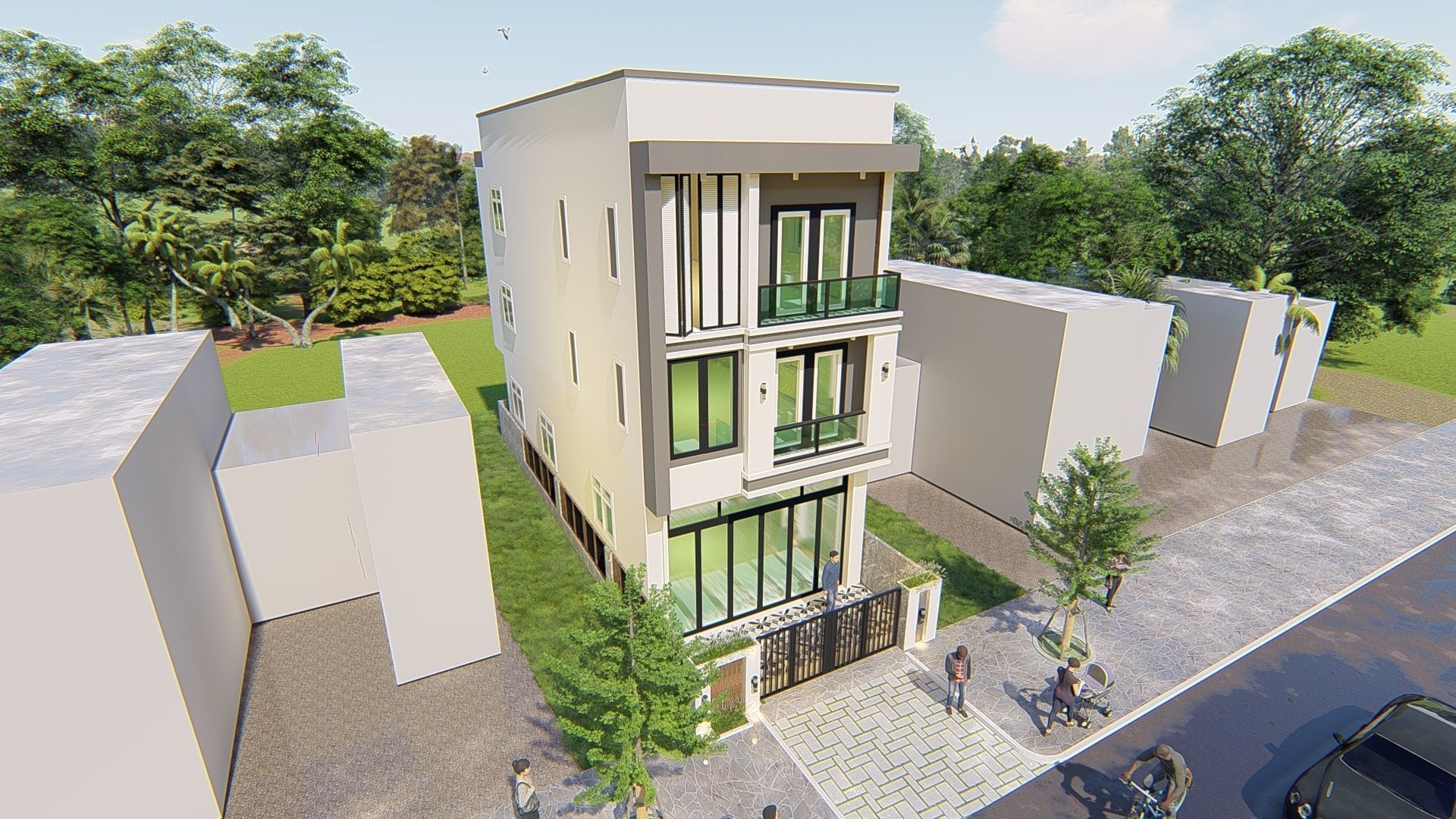 Modern house design 3D model_4