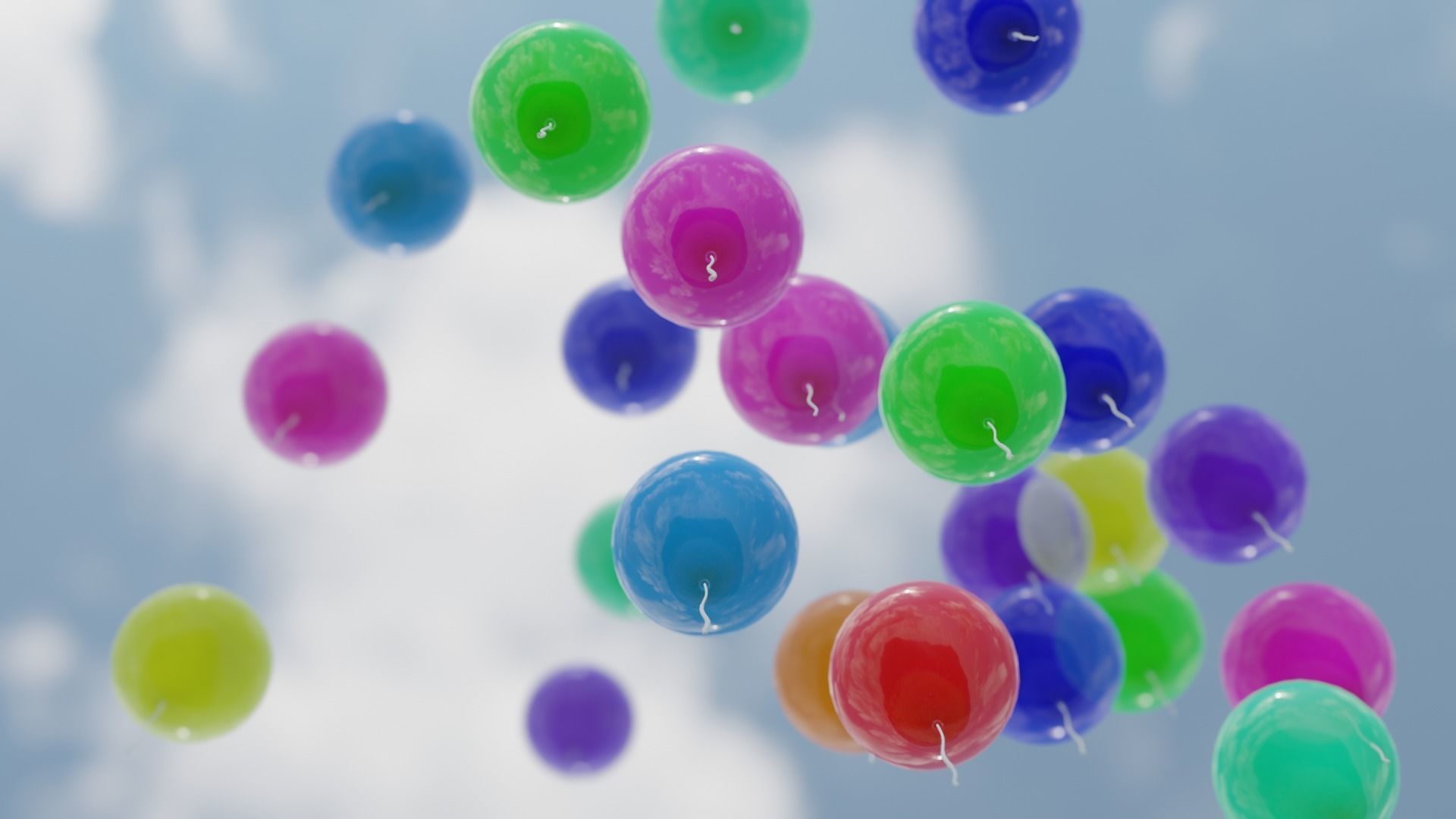 Baloons 3D model colorful balloons floating in air Free 3D model_5