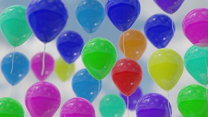 Baloons 3D model colorful balloons floating in air Free 3D model