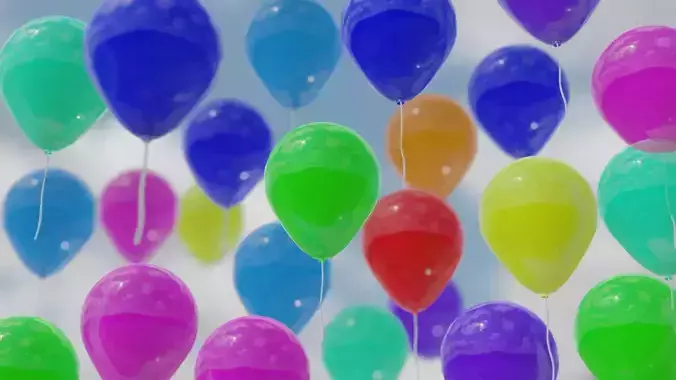 Baloons 3D model colorful balloons floating in air