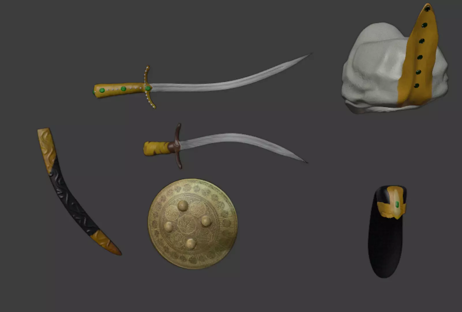 Ottamans Weapon Set Low-poly 3D model_0