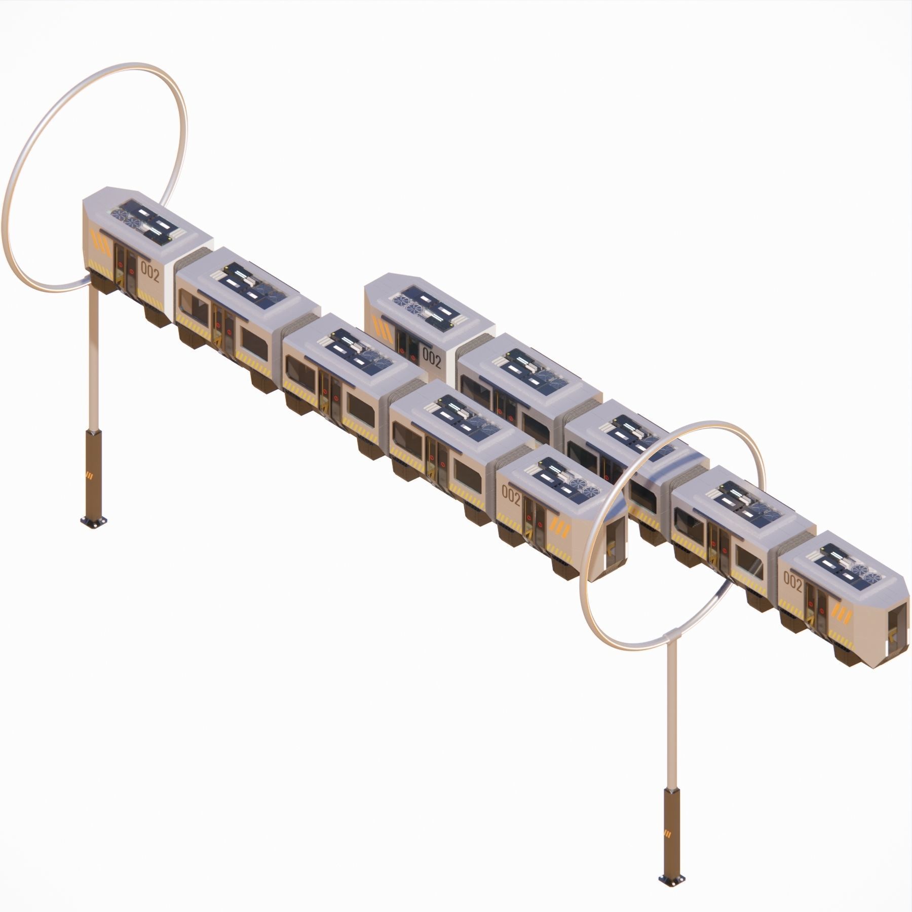 Sci-fi levitating Monorail 002 3D model_5