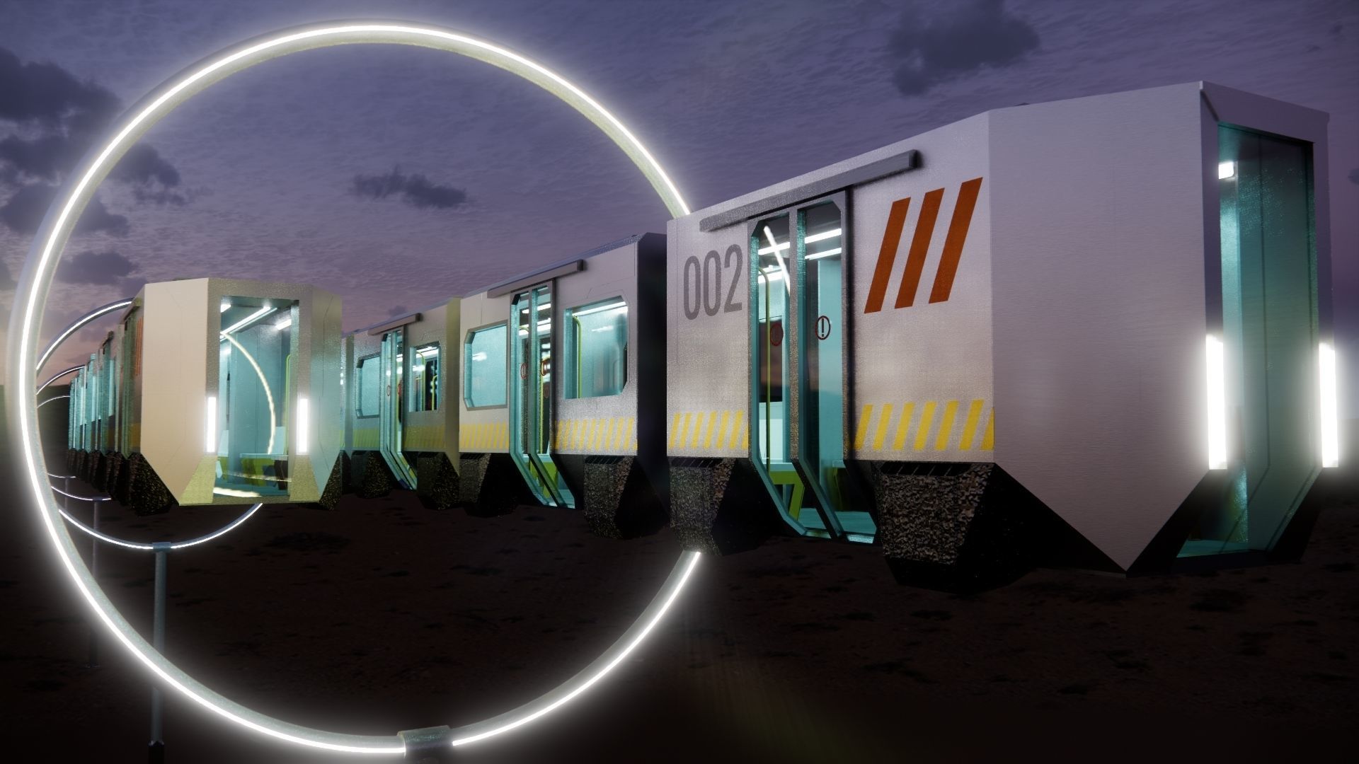 Sci-fi levitating Monorail 002 3D model_1