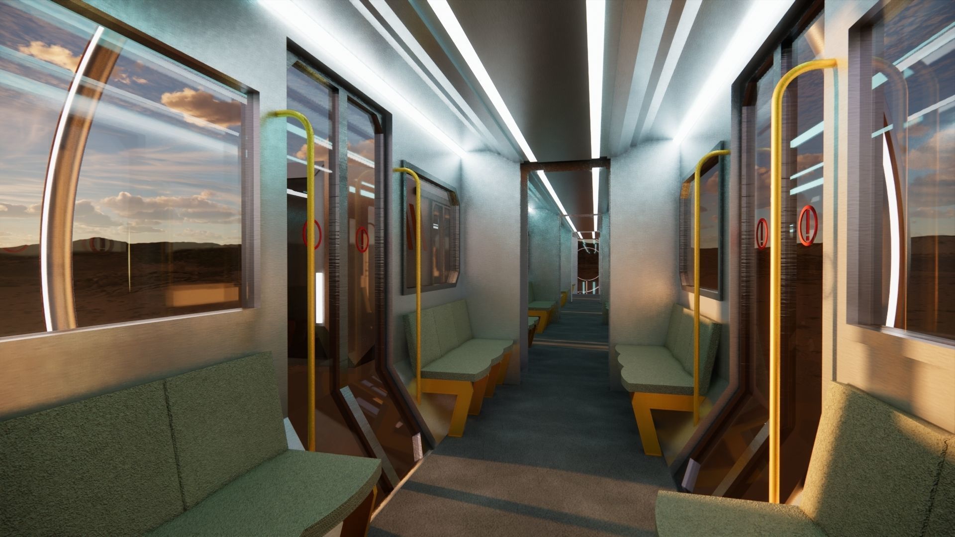 Sci-fi levitating Monorail 002 3D model_23