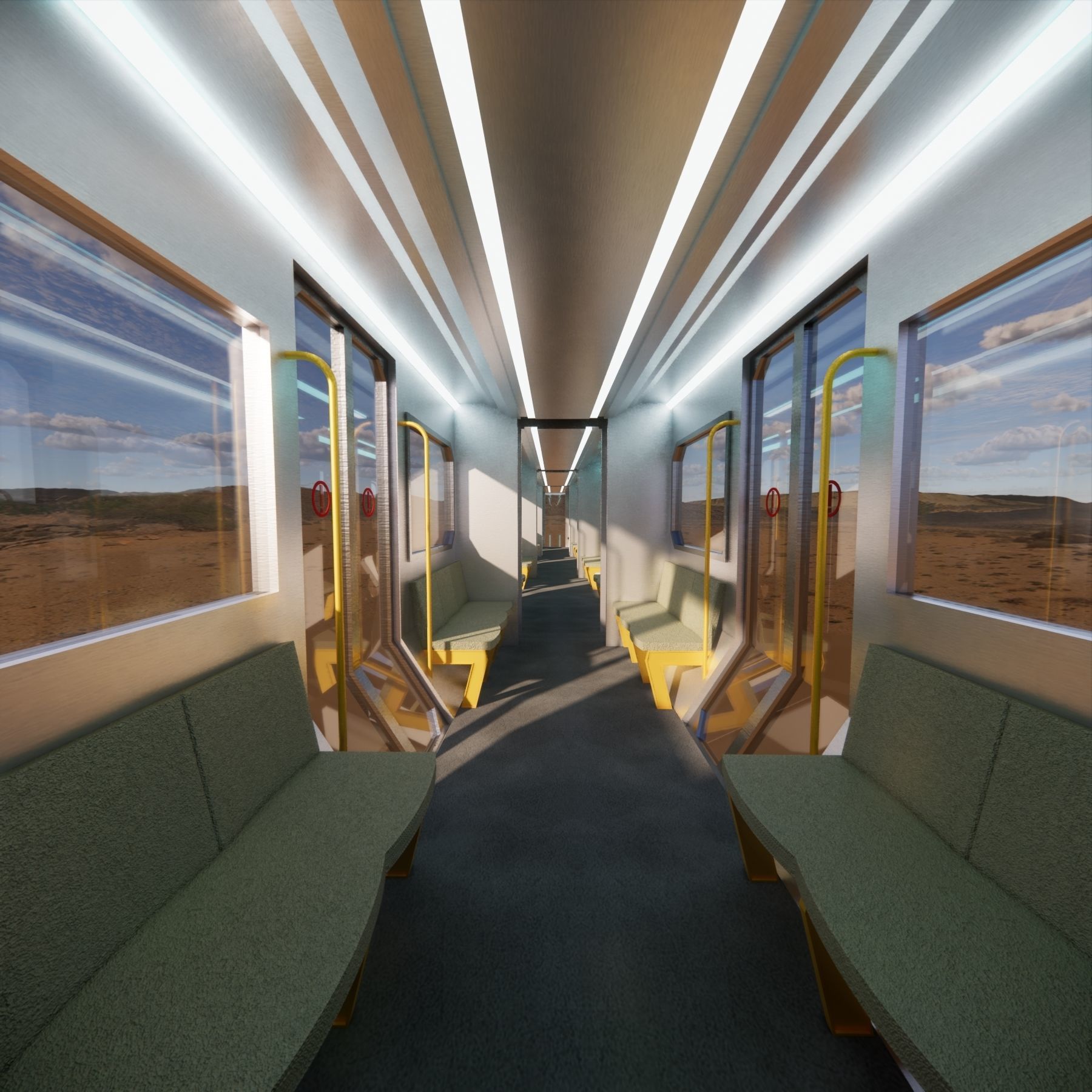 Sci-fi levitating Monorail 002 3D model_7