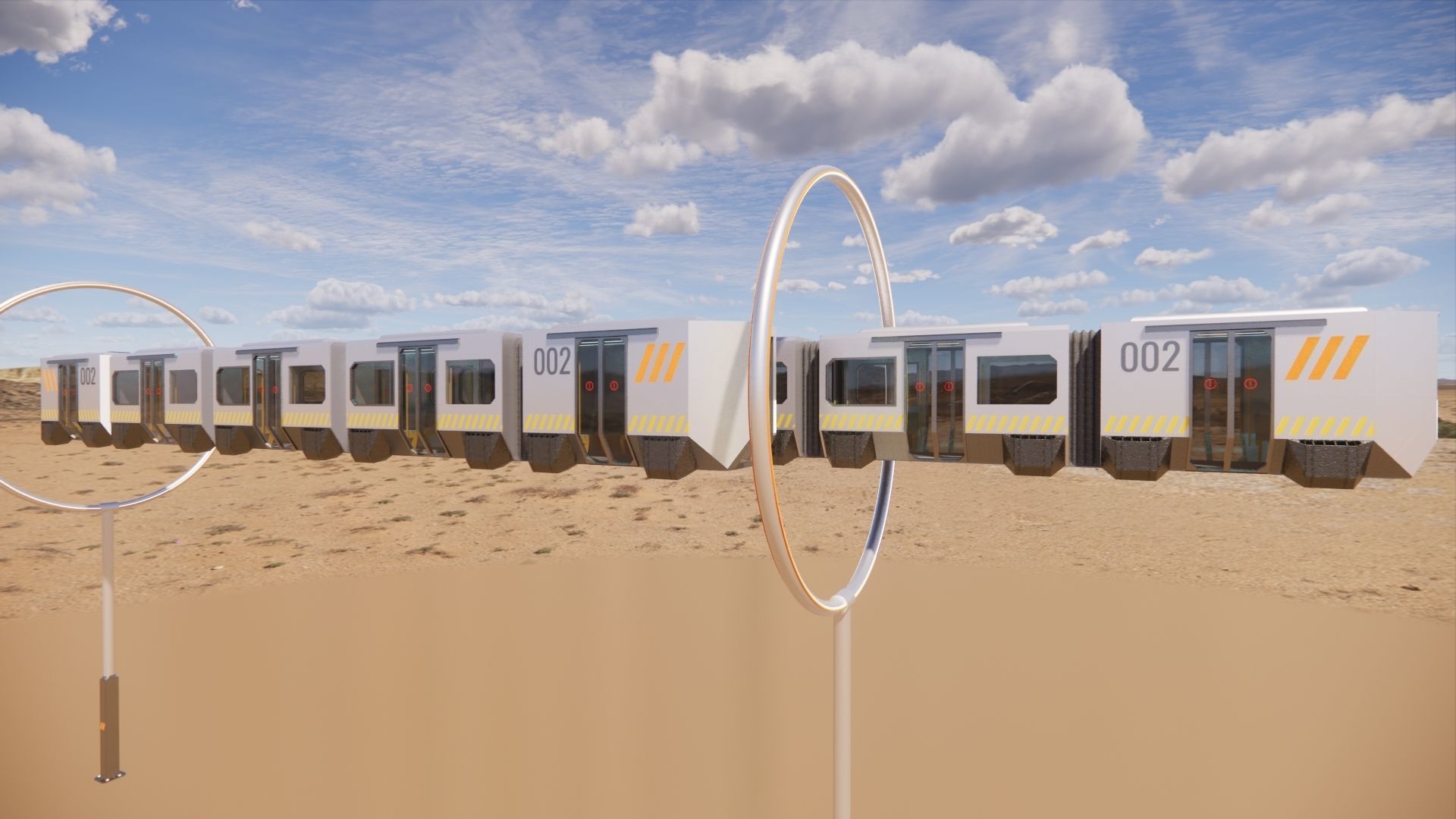 Sci-fi levitating Monorail 002 3D model_25