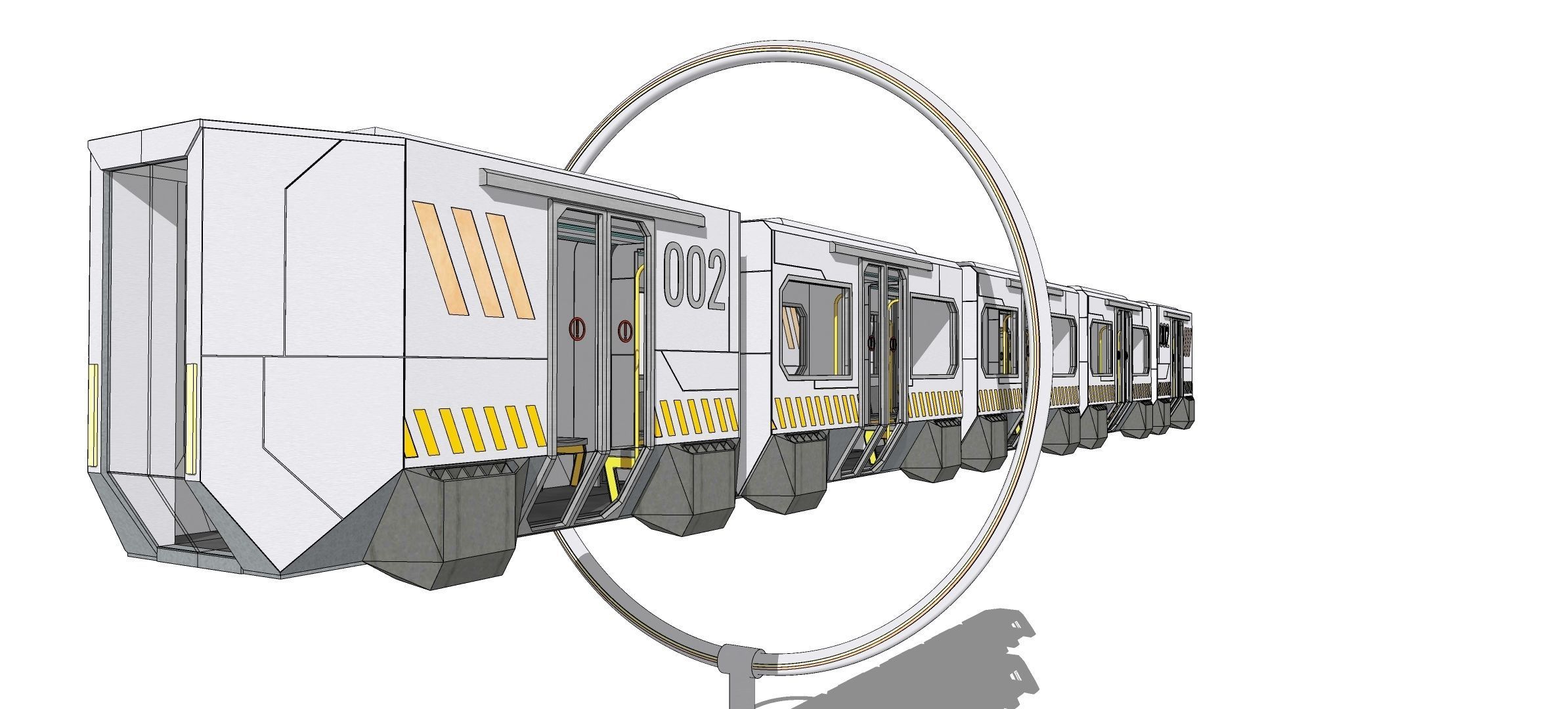 Sci-fi levitating Monorail 002 3D model_11