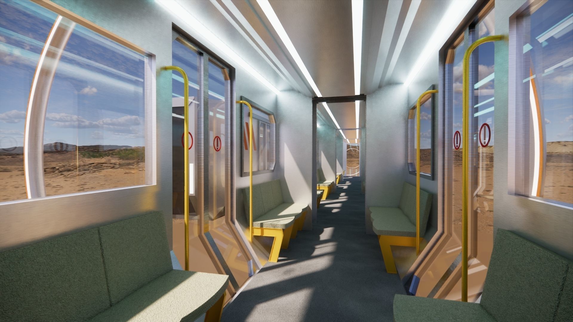 Sci-fi levitating Monorail 002 3D model_24