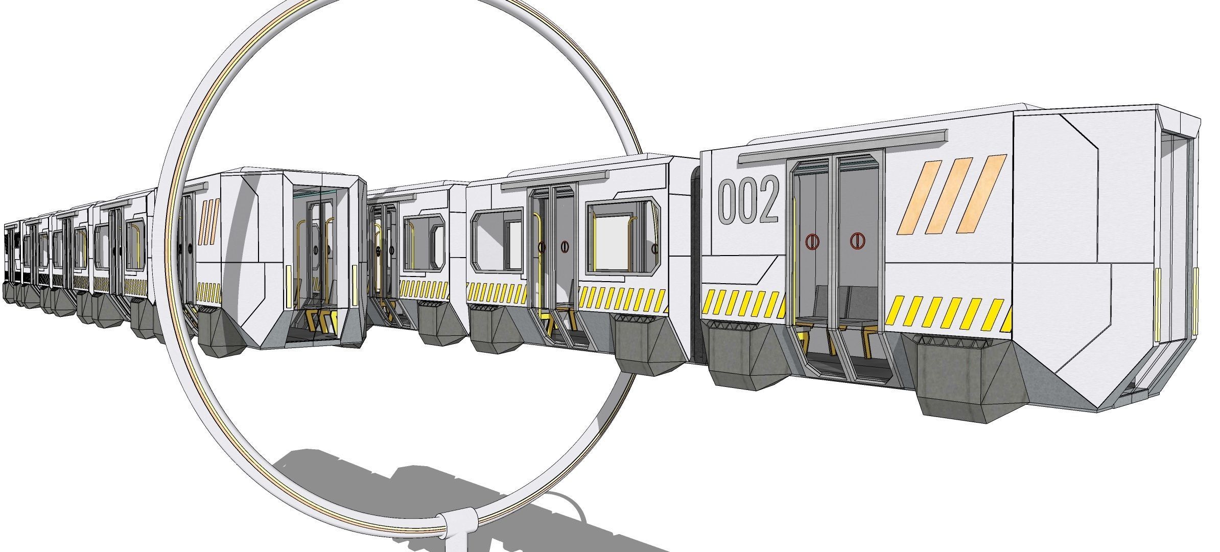Sci-fi levitating Monorail 002 3D model_9