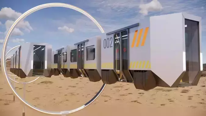 Sci-fi levitating Monorail 002 3D model
