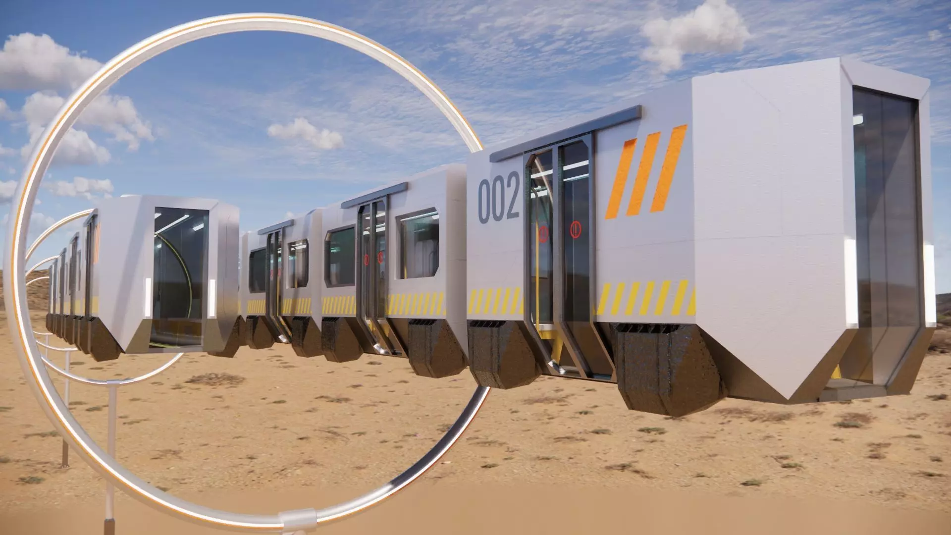 Sci-fi levitating Monorail 002 3D model_0