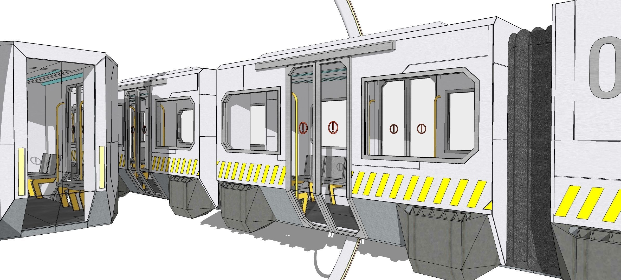 Sci-fi levitating Monorail 002 3D model_10
