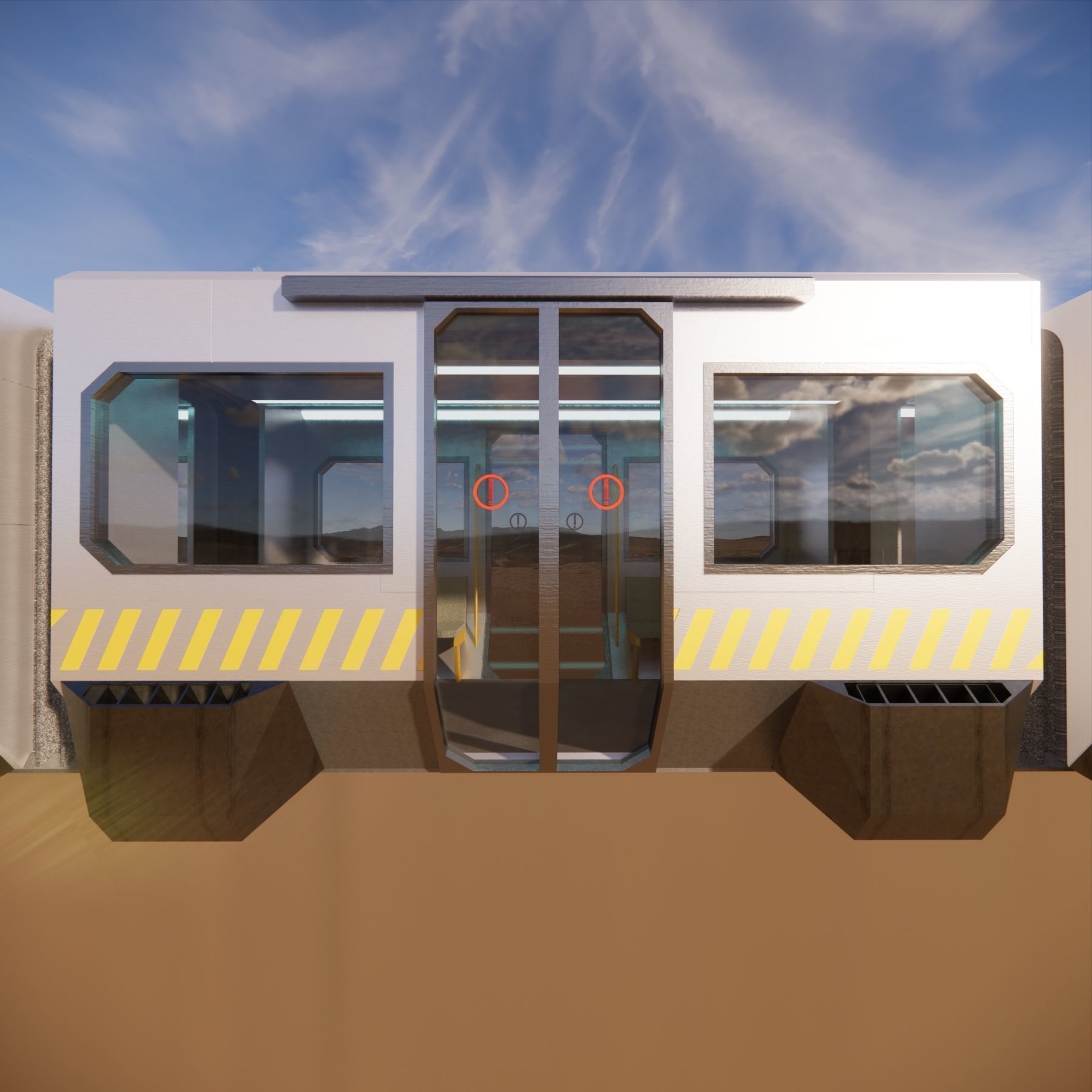 Sci-fi levitating Monorail 002 3D model_8
