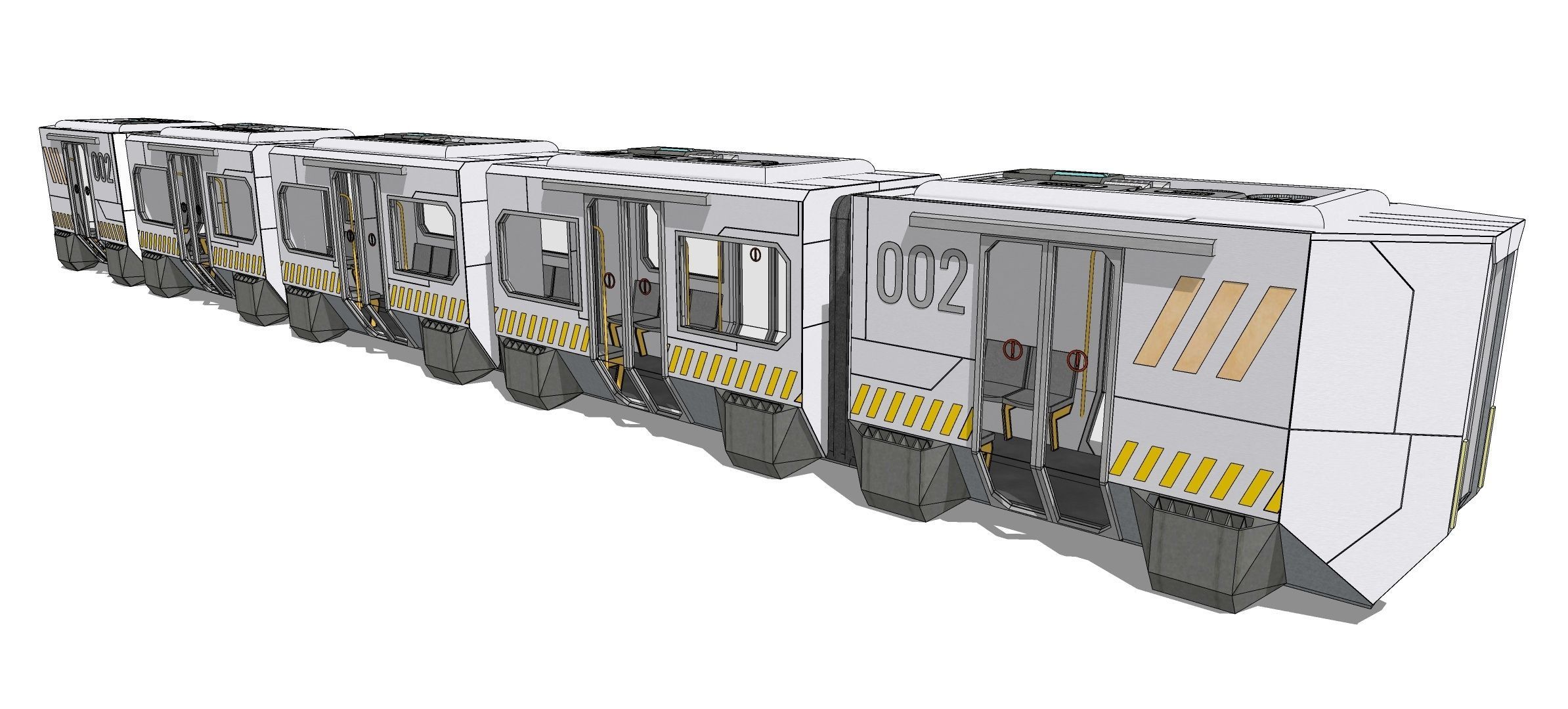 Sci-fi levitating Monorail 002 3D model_19