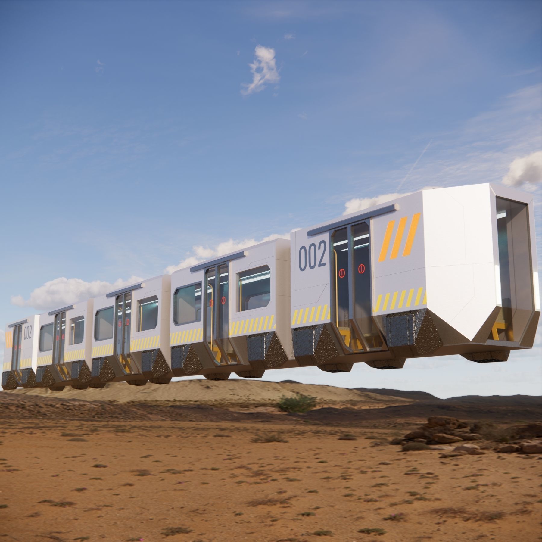 Sci-fi levitating Monorail 002 3D model_6