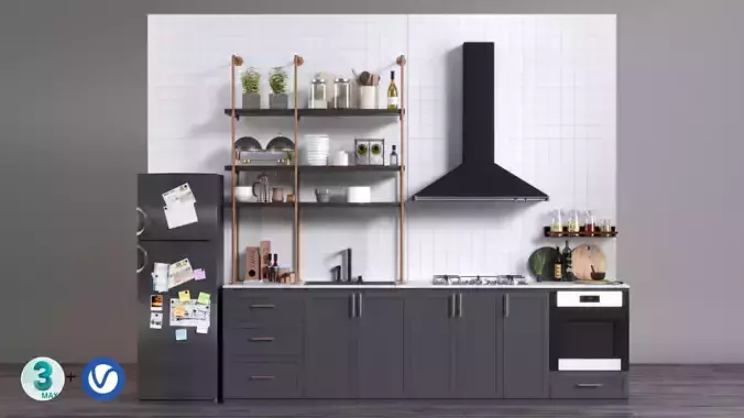 Kitchen Industrial style 3ds max Model