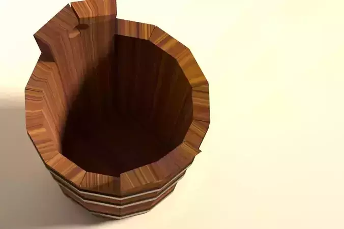 3d model wooden bucket