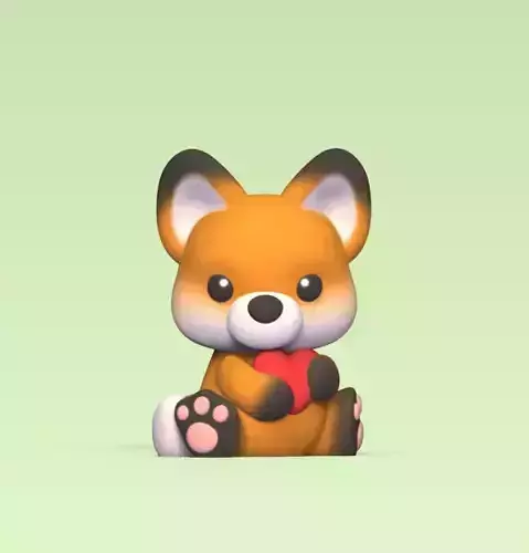 Fox Hugging Heart