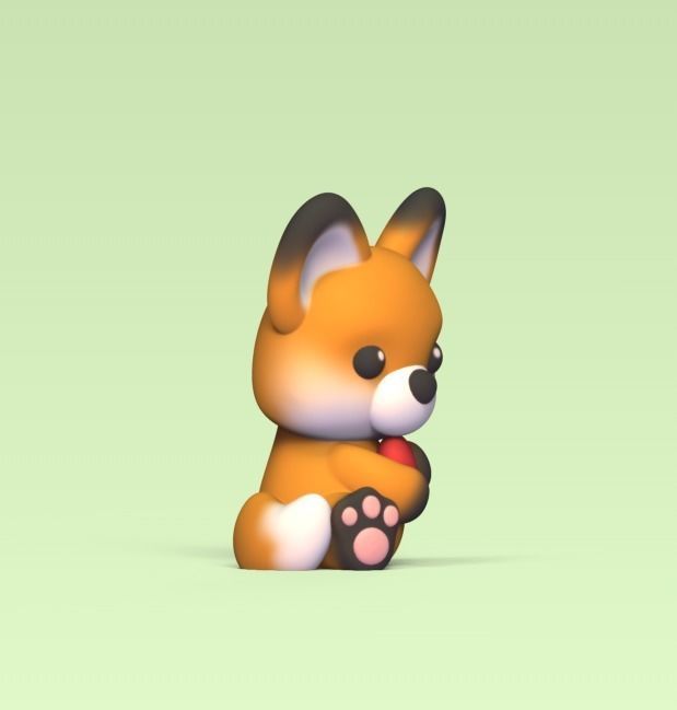 Fox Hugging Heart 3D print model_2