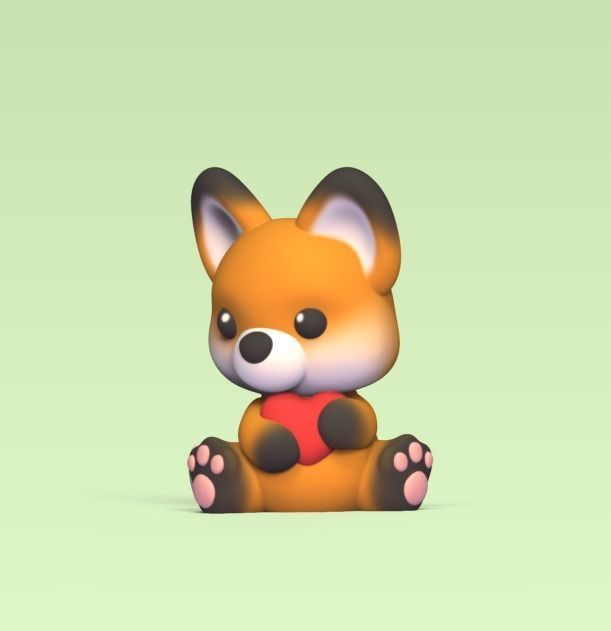 Fox Hugging Heart 3D print model_1