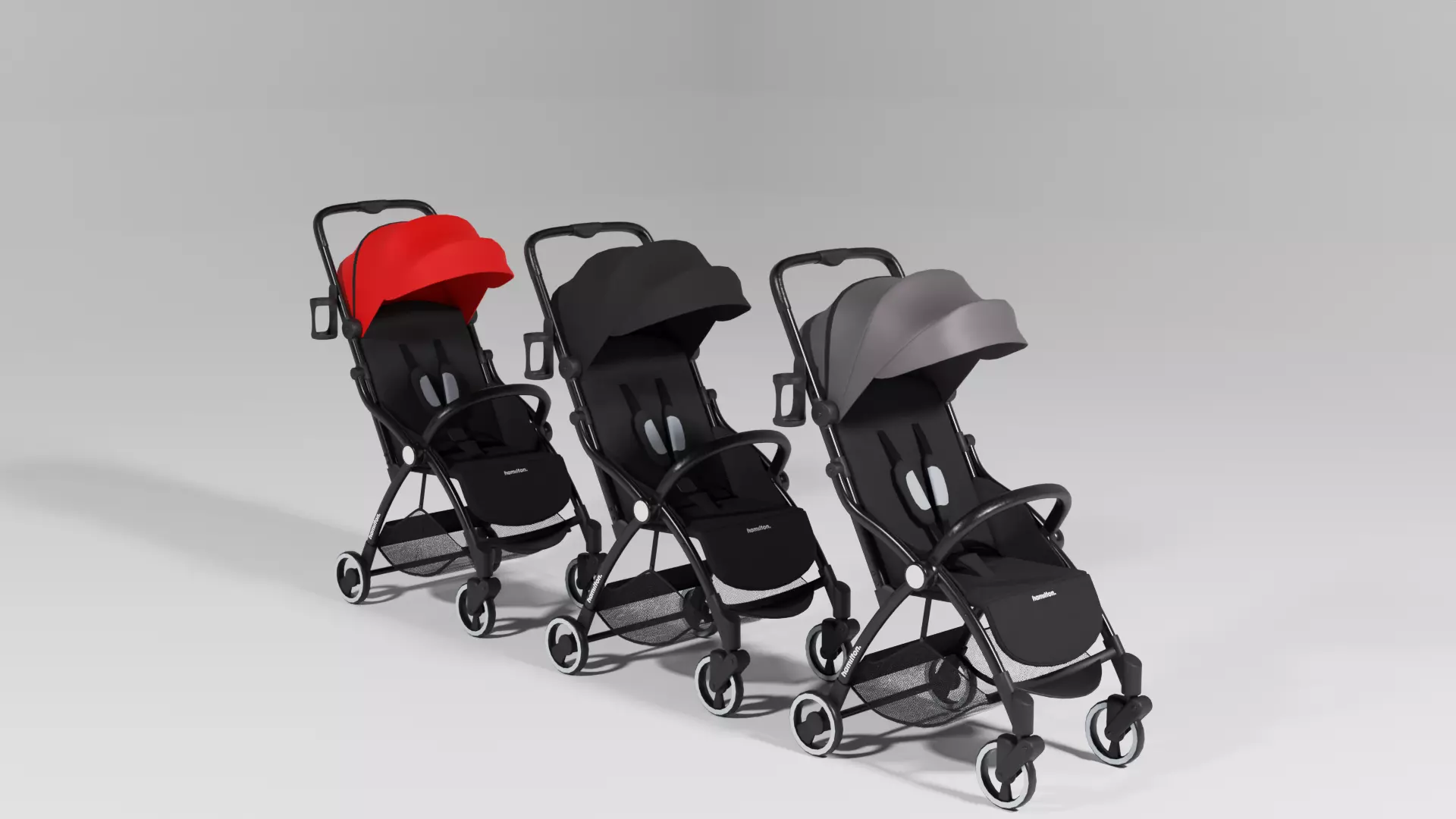 Hamilton R1 Baby stroller buggy set 3 variants collection S Low-poly 3D model_0