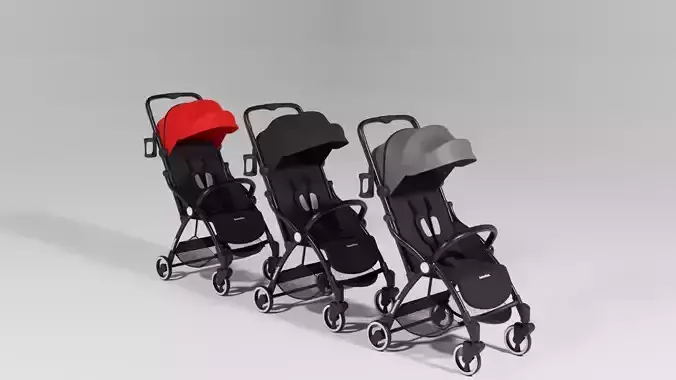 Hamilton R1 Baby stroller buggy set 3 variants collection S Low-poly 3D model