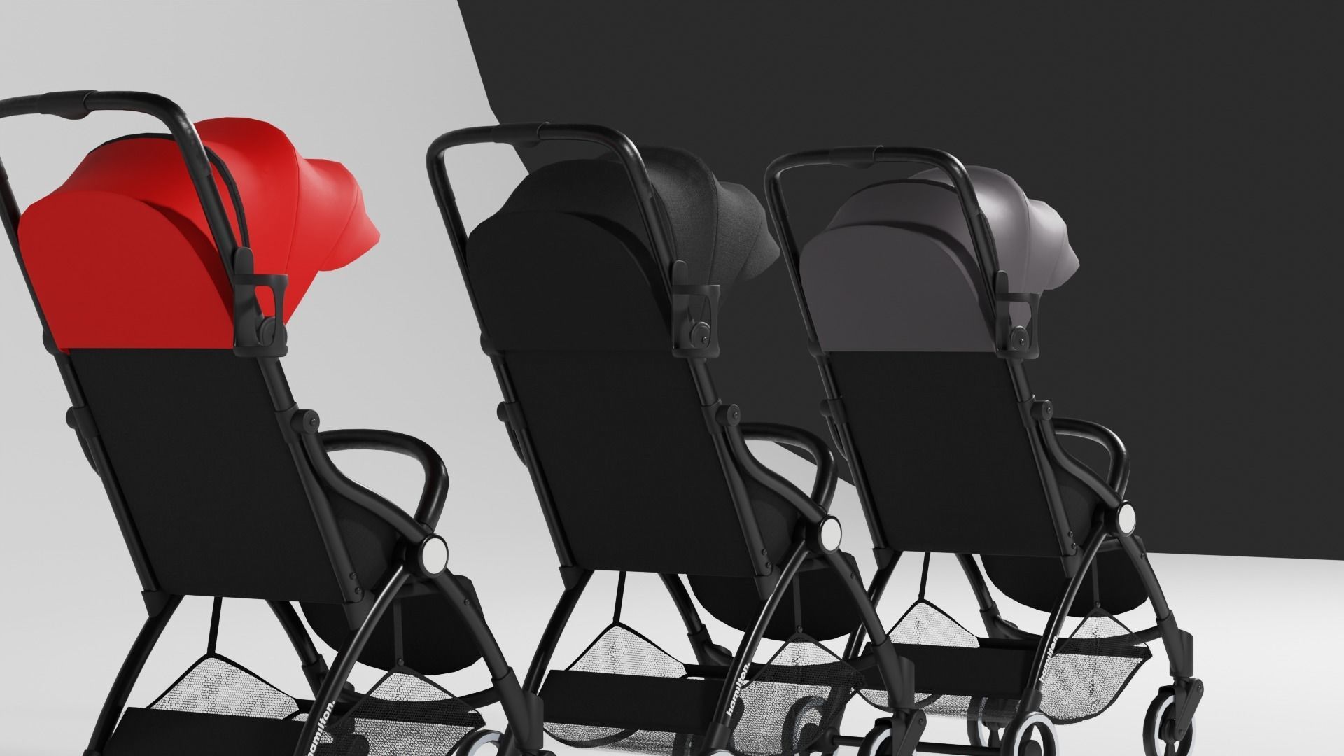 Hamilton R1 Baby stroller buggy set 3 variants collection S Low-poly 3D model_8
