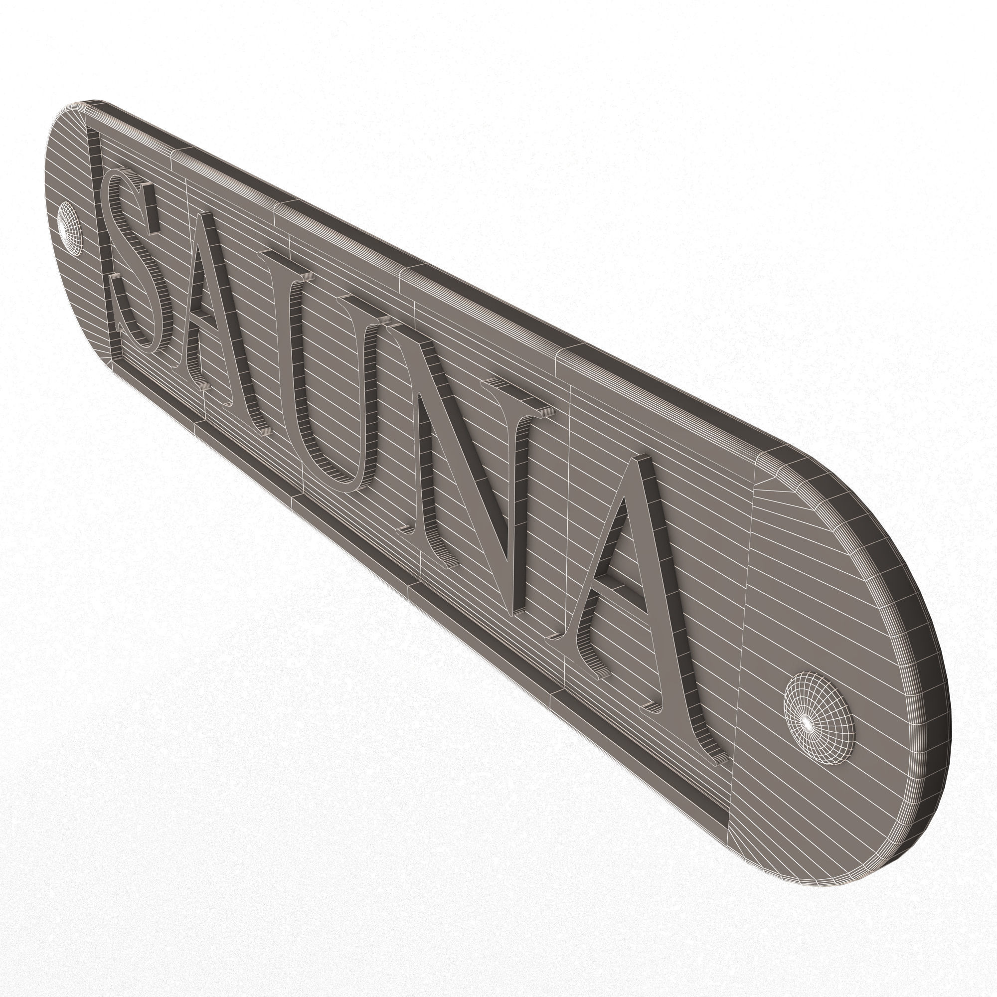 Wooden Sauna Sign Low-poly 3D model_10
