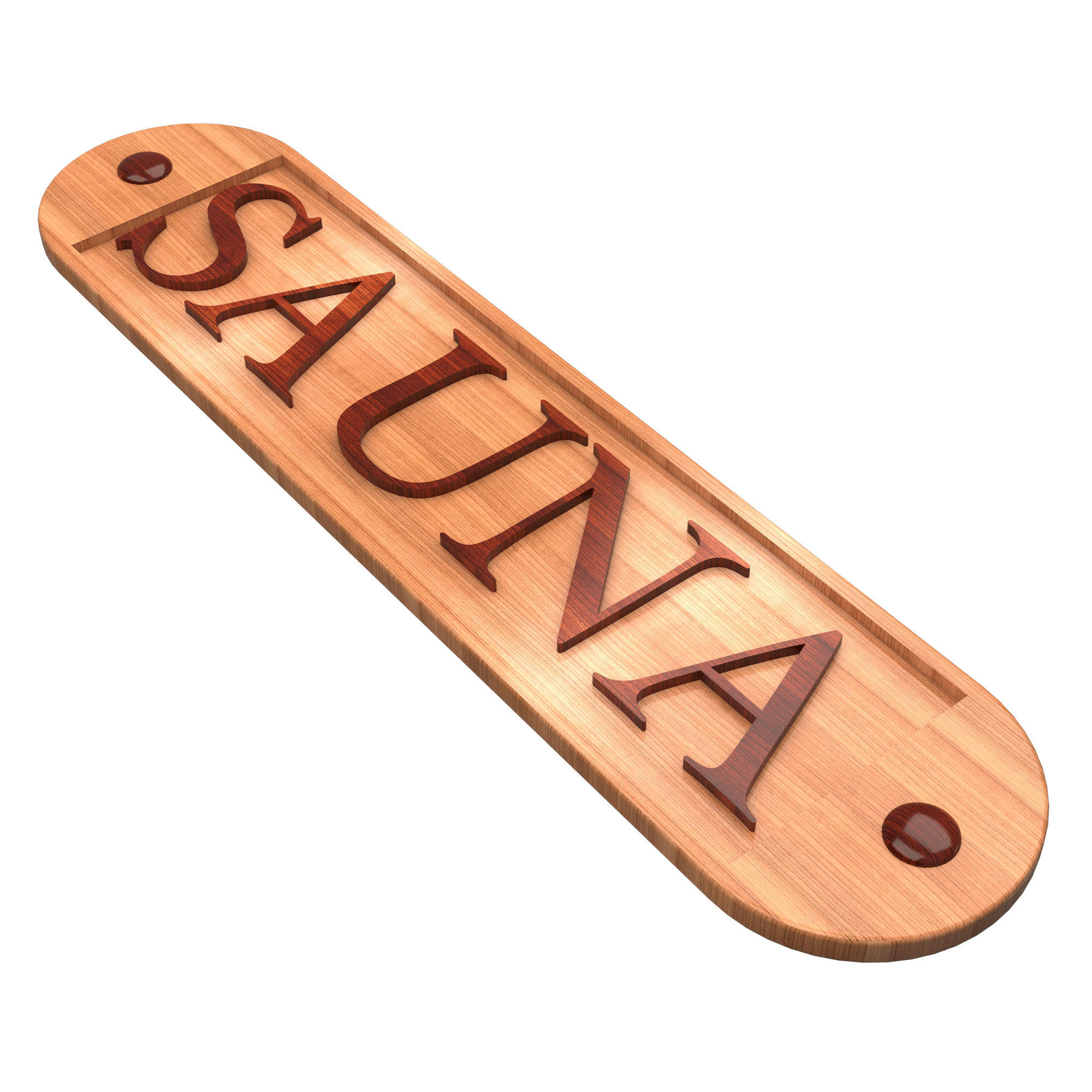 Wooden Sauna Sign Low-poly 3D model_5