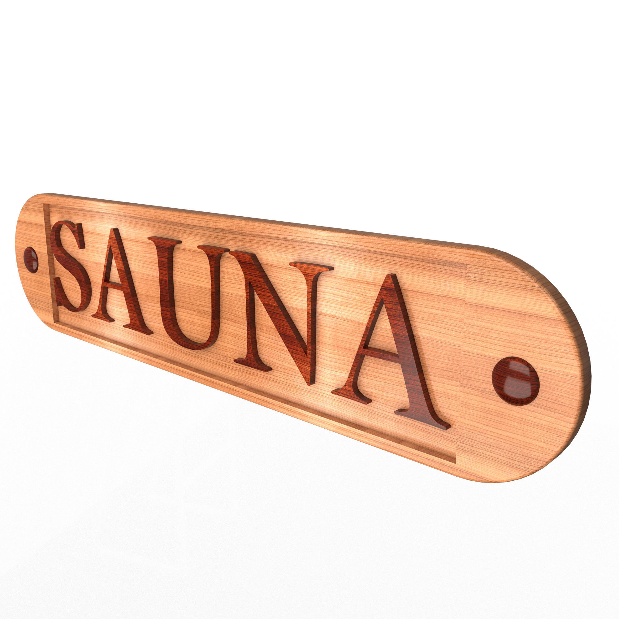 Wooden Sauna Sign Low-poly 3D model_2