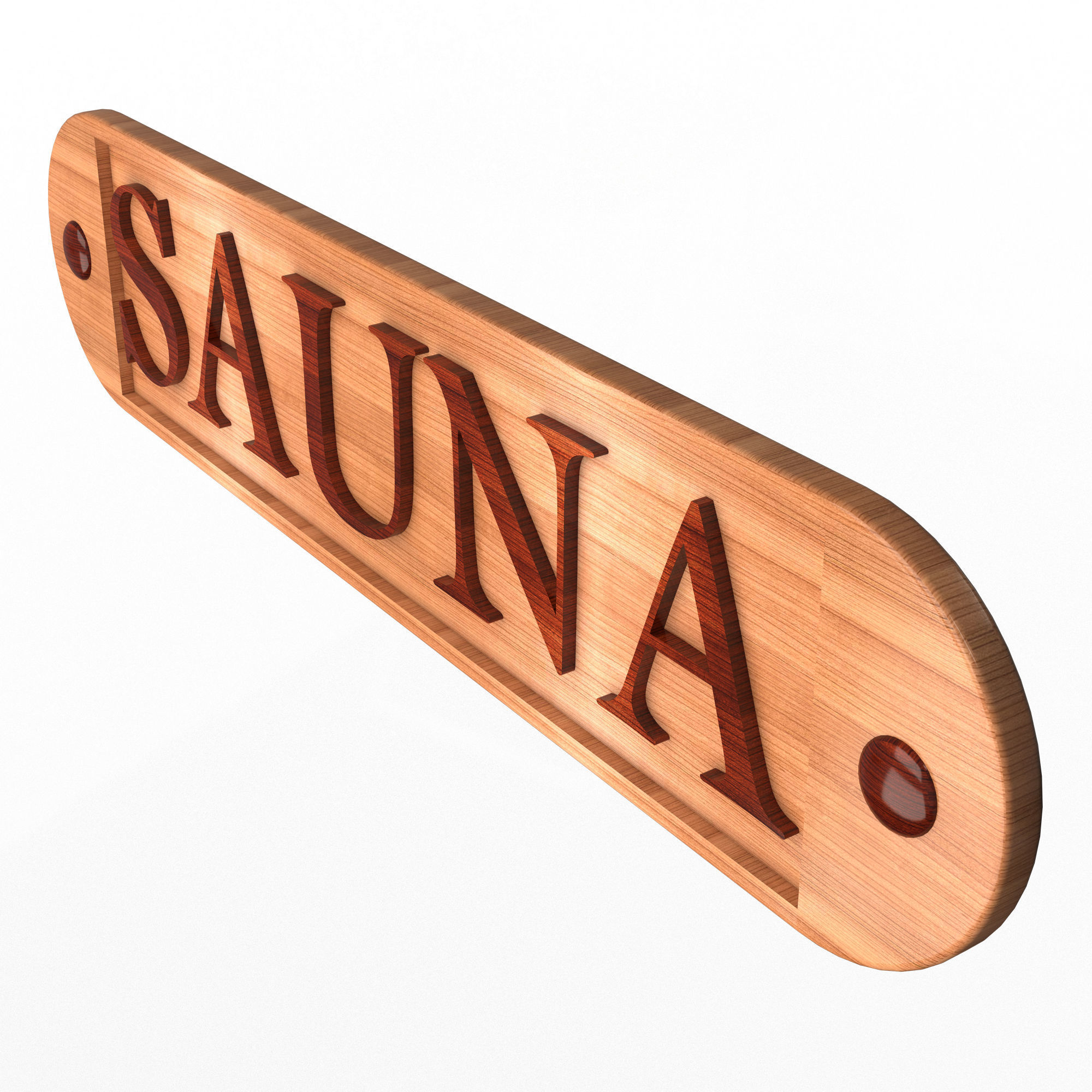 Wooden Sauna Sign Low-poly 3D model_4