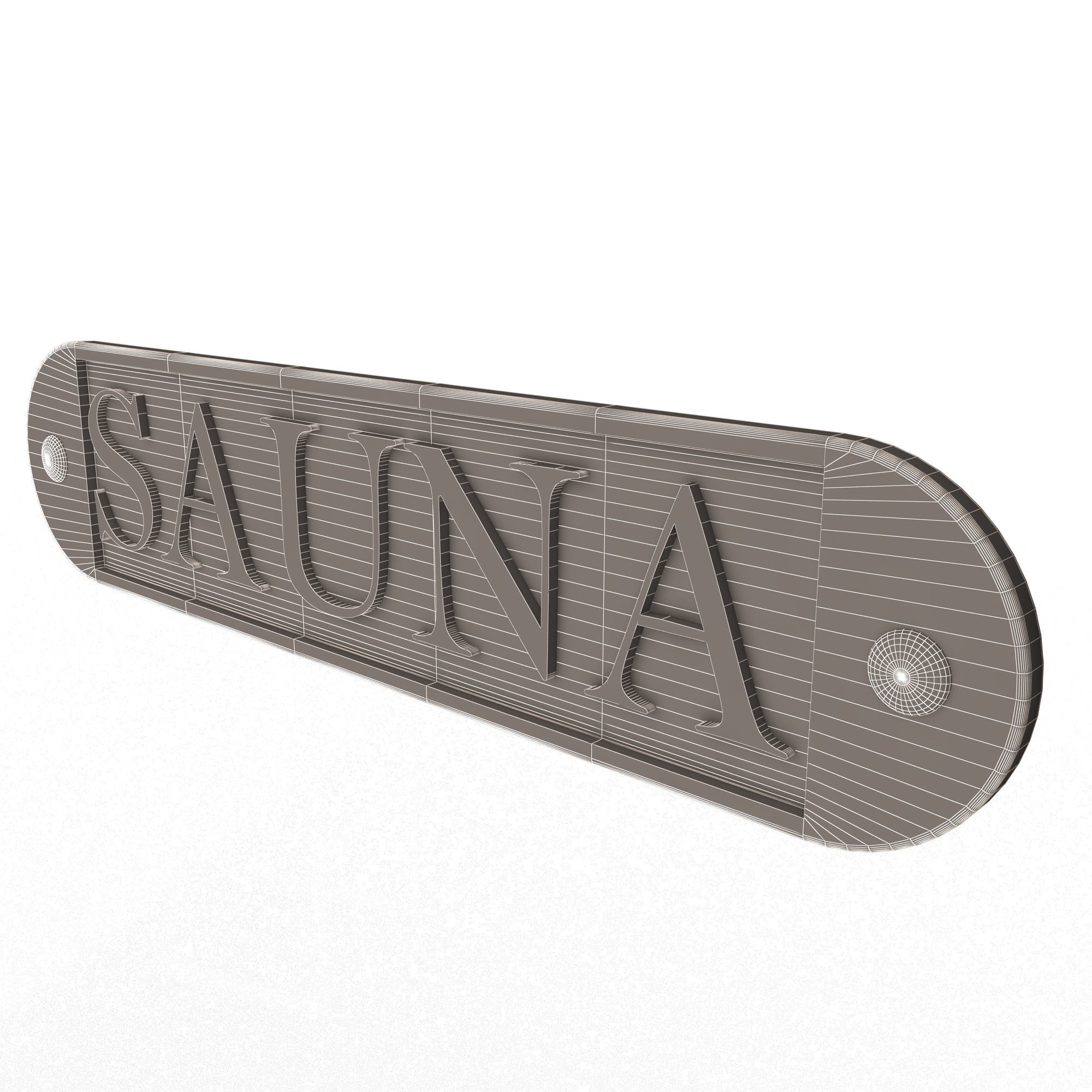 Wooden Sauna Sign Low-poly 3D model_8