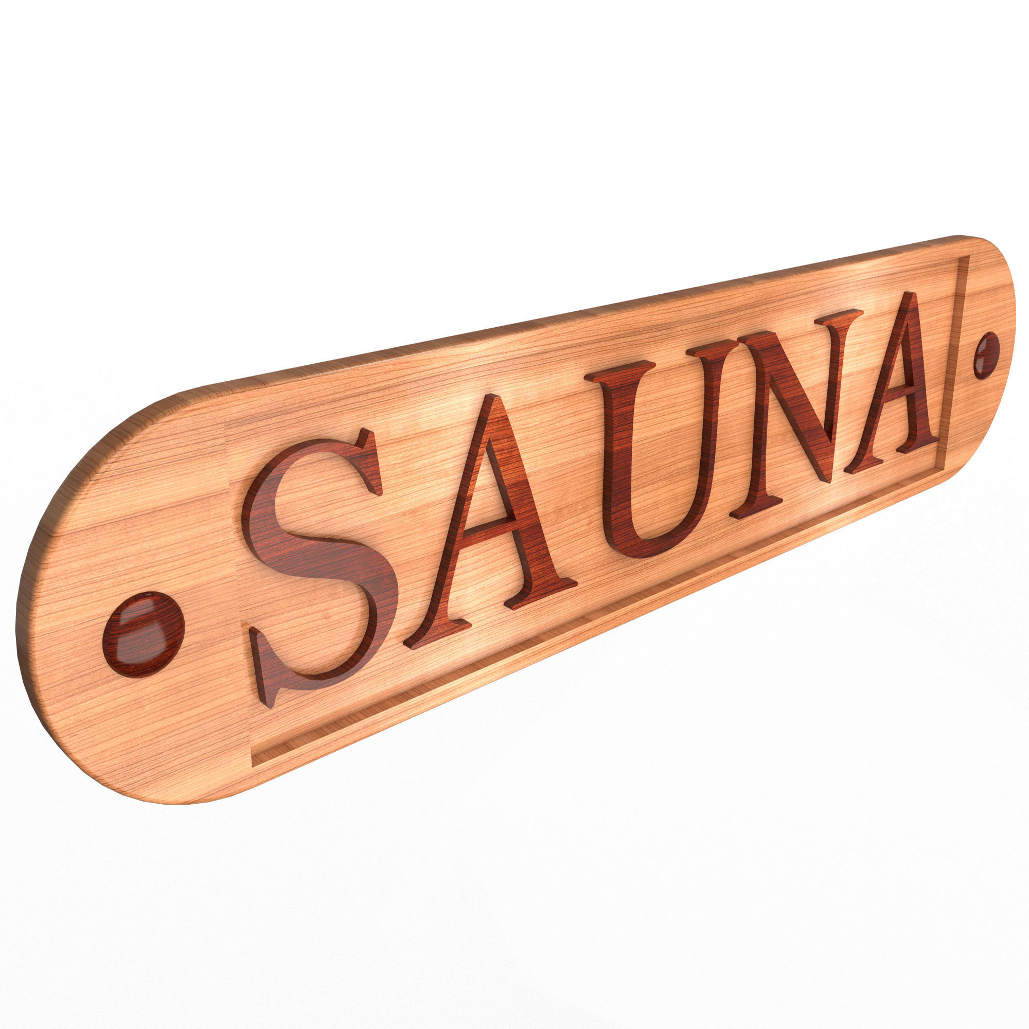 Wooden Sauna Sign Low-poly 3D model_1