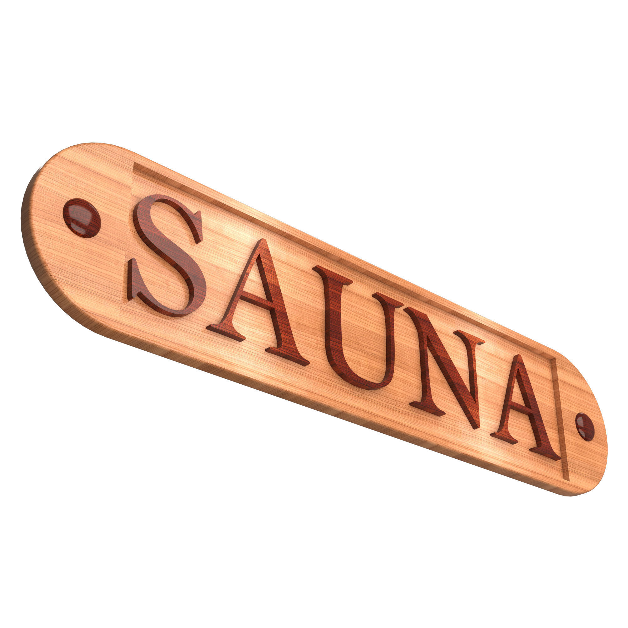 Wooden Sauna Sign Low-poly 3D model_3