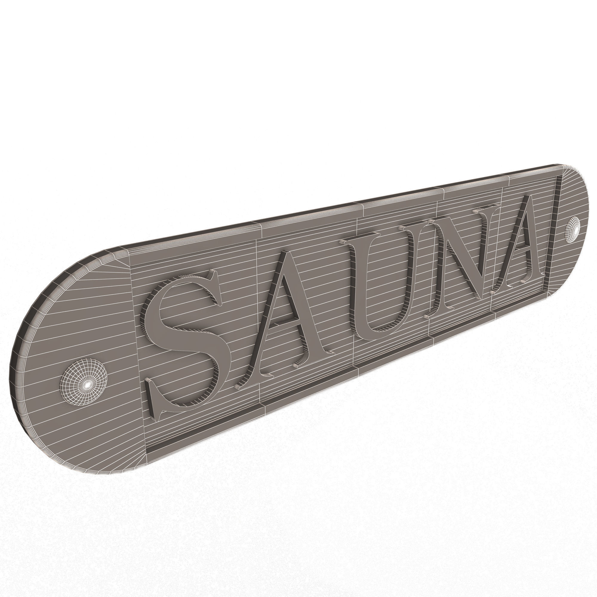 Wooden Sauna Sign Low-poly 3D model_7