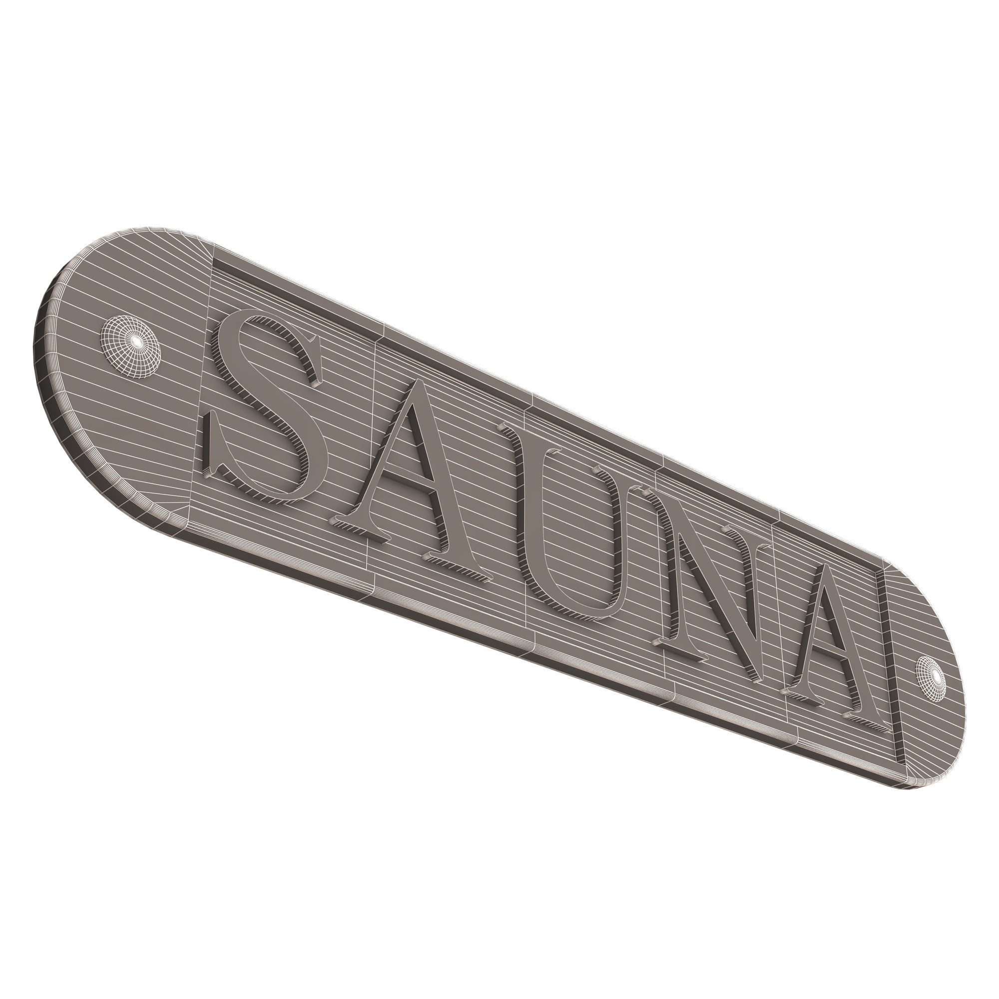 Wooden Sauna Sign Low-poly 3D model_9