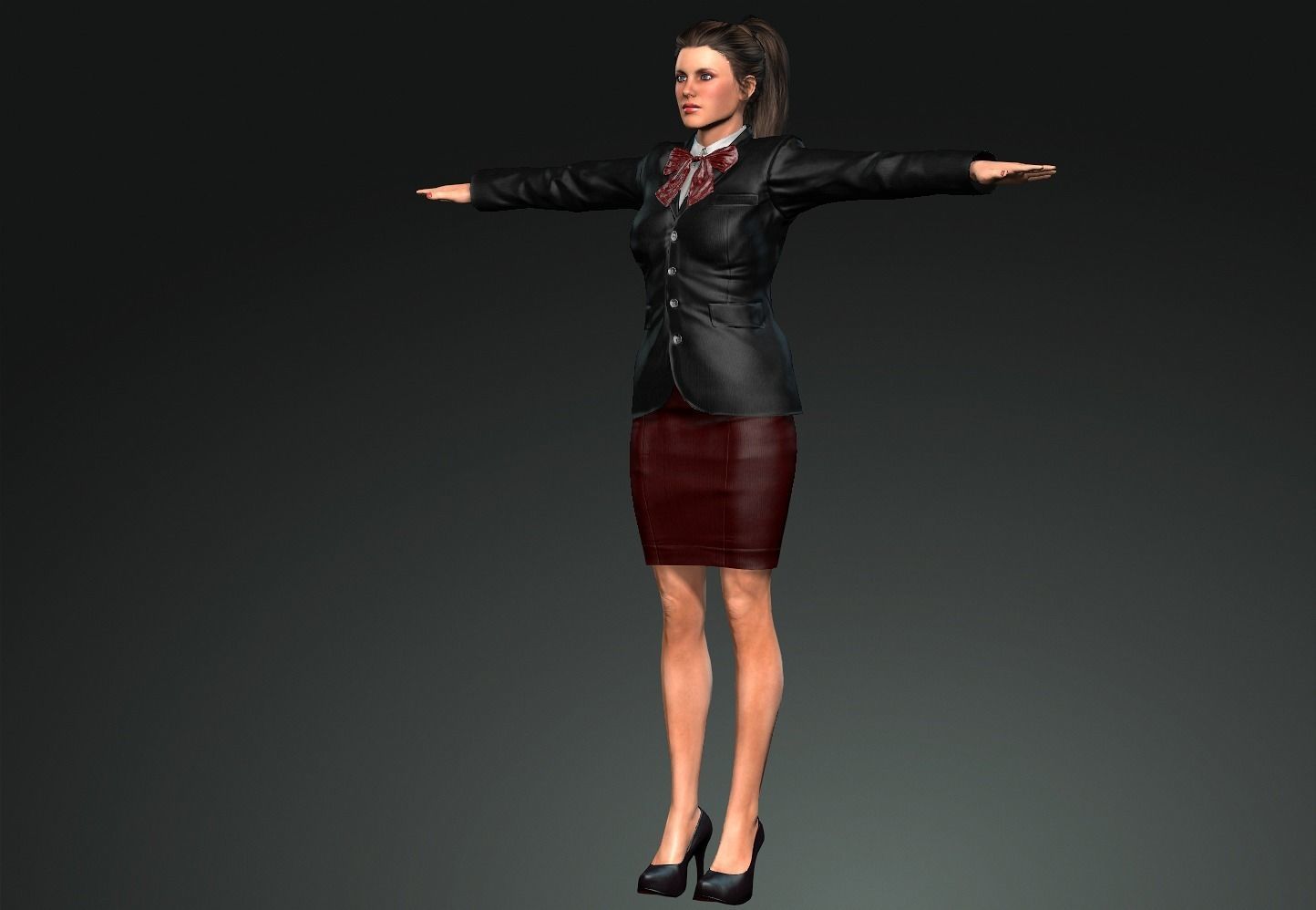 young female Free low-poly 3D model_3
