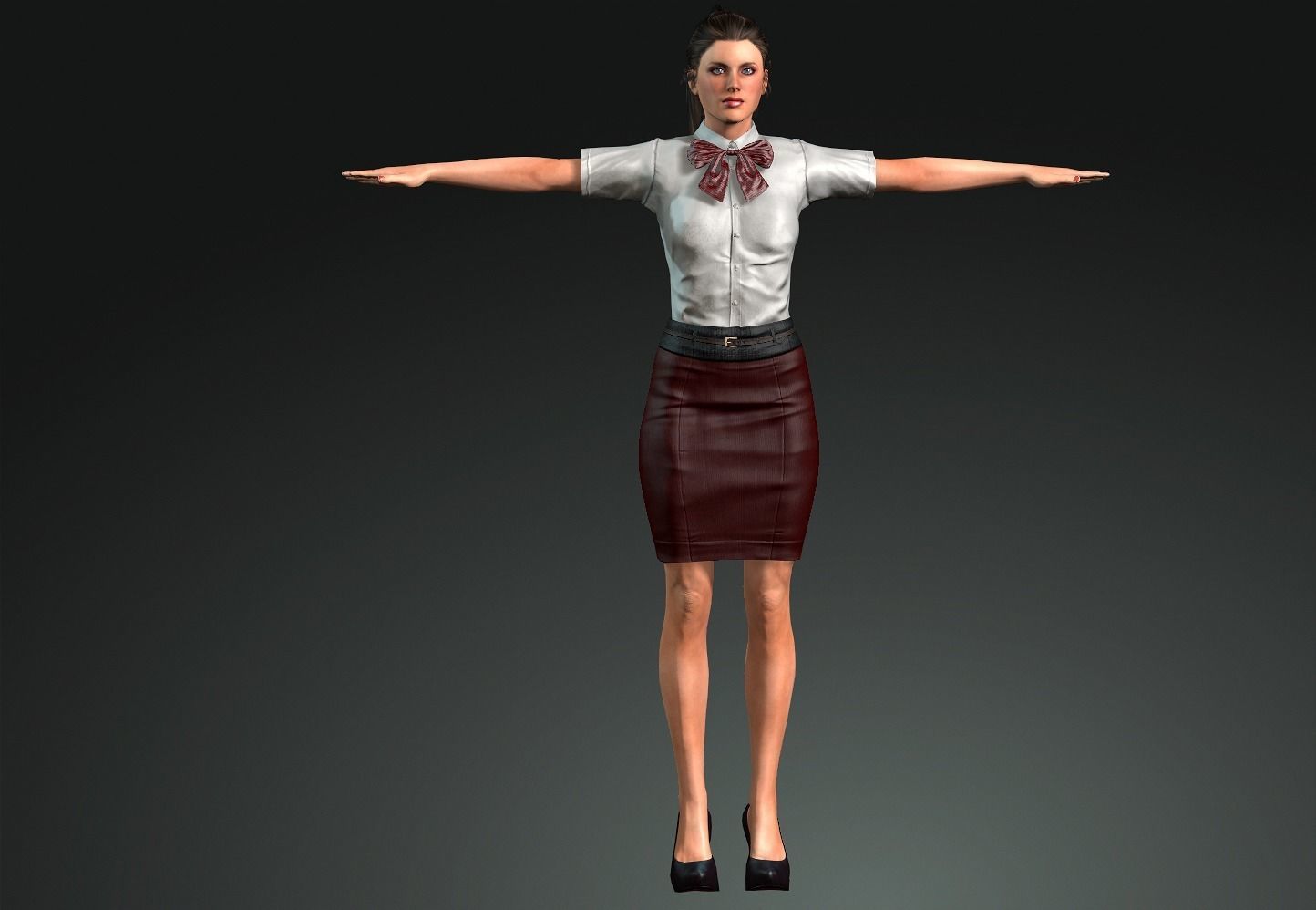 young female Free low-poly 3D model_6