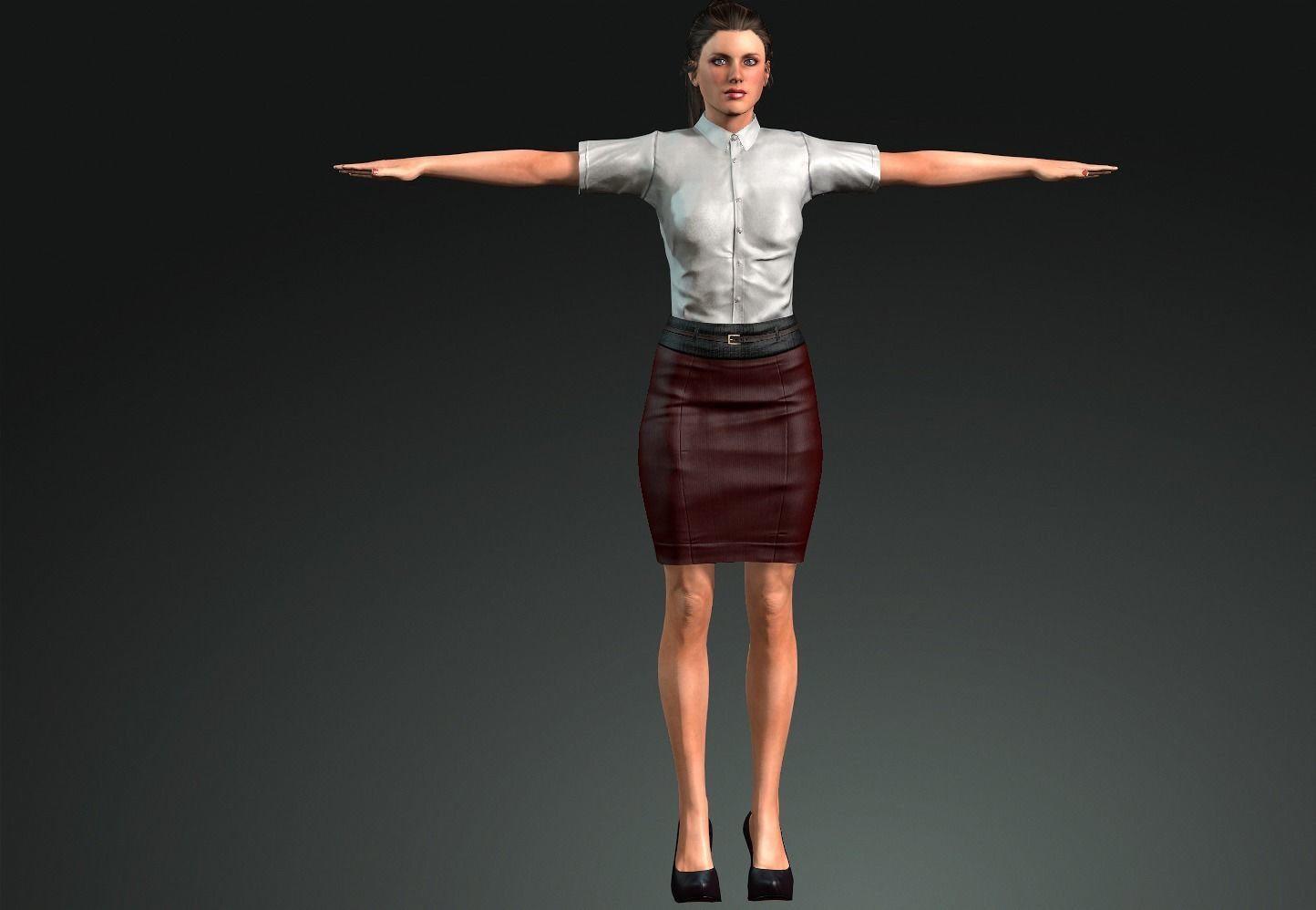 young female Free low-poly 3D model_5