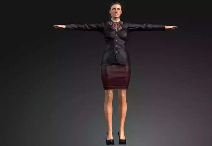 young female Free low-poly 3D model