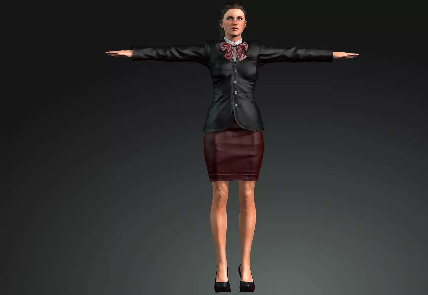 young female Free low-poly 3D model_0