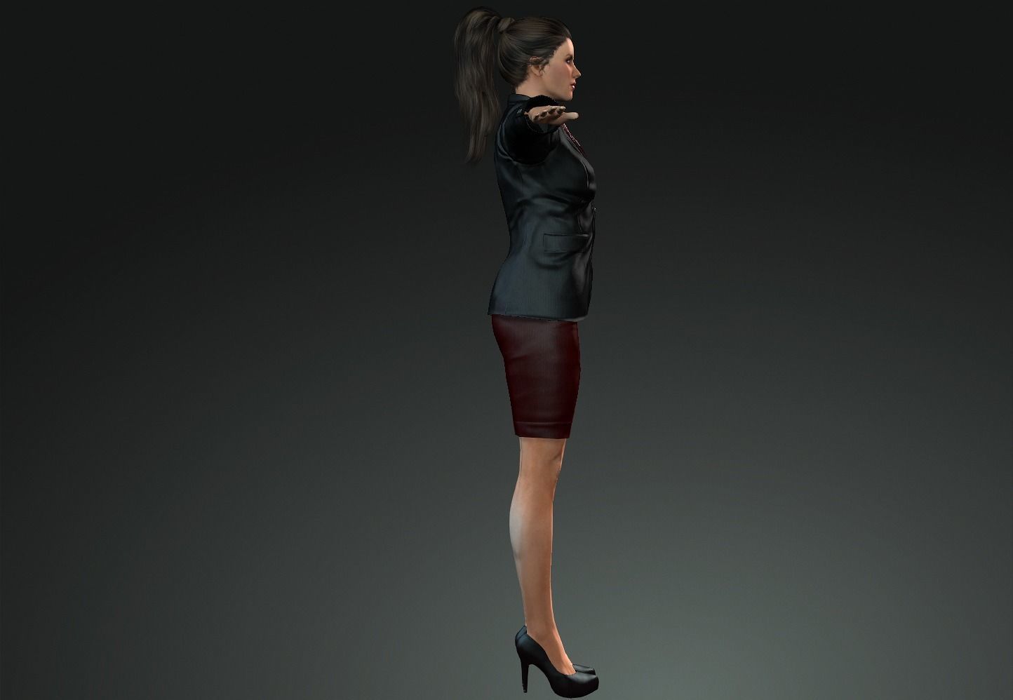 young female Free low-poly 3D model_1