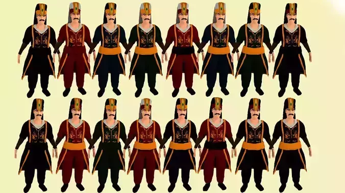 Janissary turkish warrior Low-poly 3D model