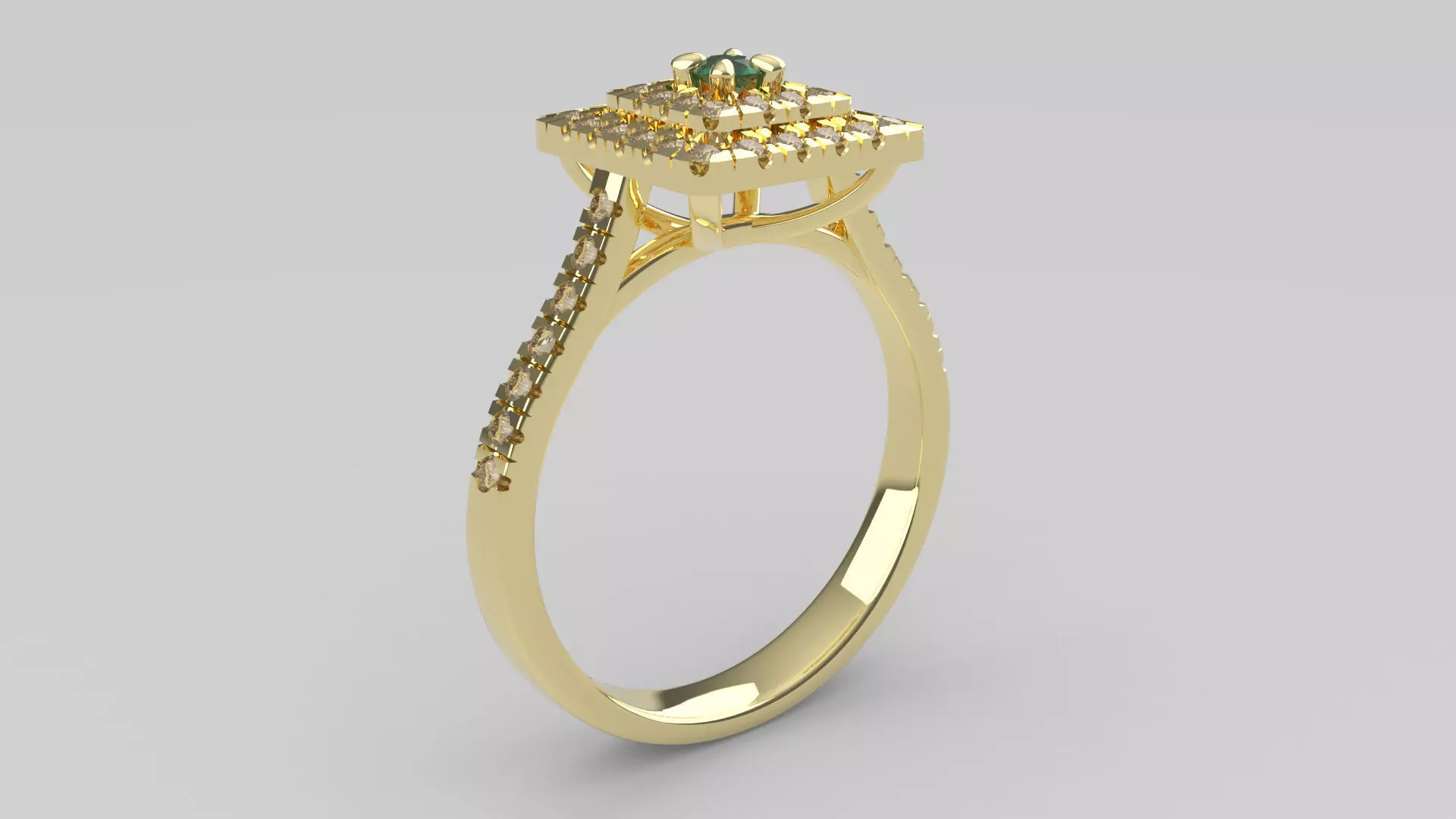 Double Halo Ring with Diamonds 3D print model_0