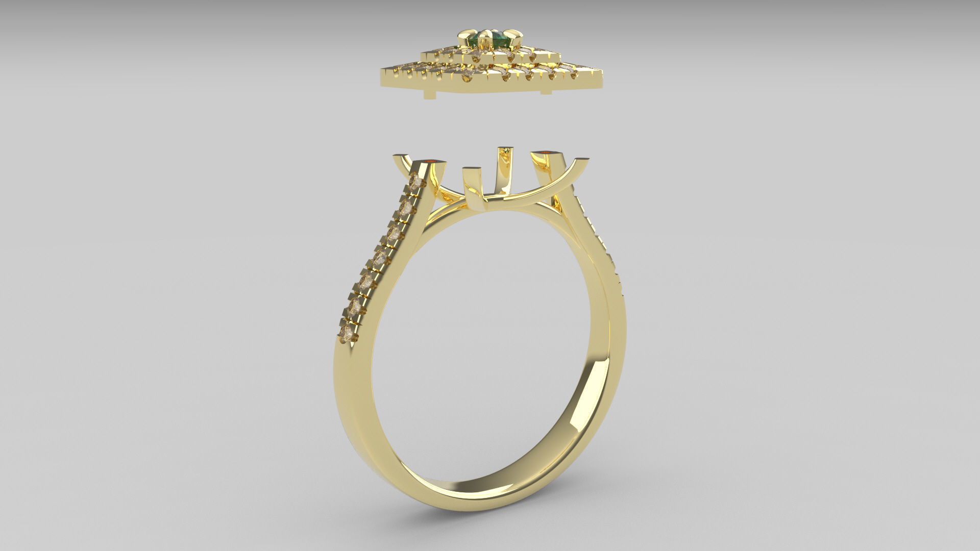 Double Halo Ring with Diamonds 3D print model_4