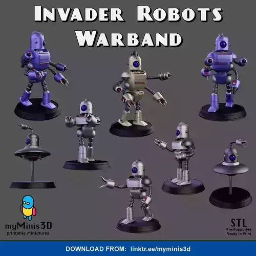 Invader Robots Wardband 3D Model Collection