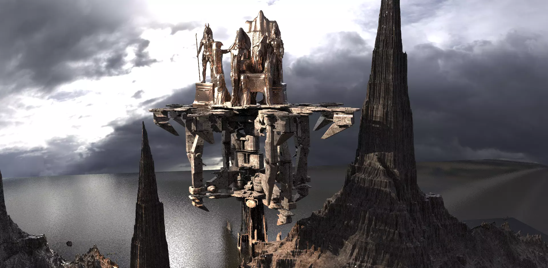 Egyptian Throne Horus Scene Kit bash 2 3D model_0