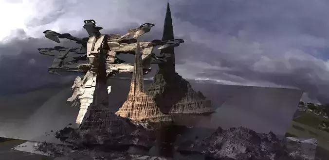 Robot  Ship landed in mountains