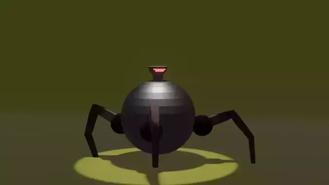 low poly robot spider with light Low-poly 3D model