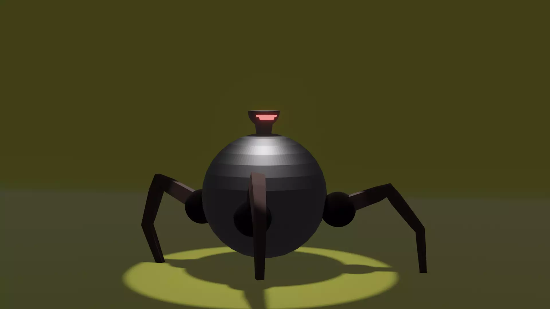 low poly robot spider with light Low-poly 3D model_0